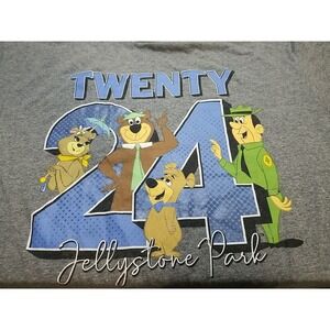 Yogi Bear 2024 Jellystone Park T Shirt Short Sleeve Medium Gray Crew Neck